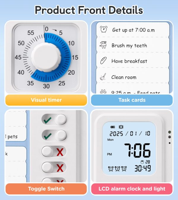 3-in-1 Visual Timer & ADHD Tool for Kids, ADHD Task Timer with Chore ...