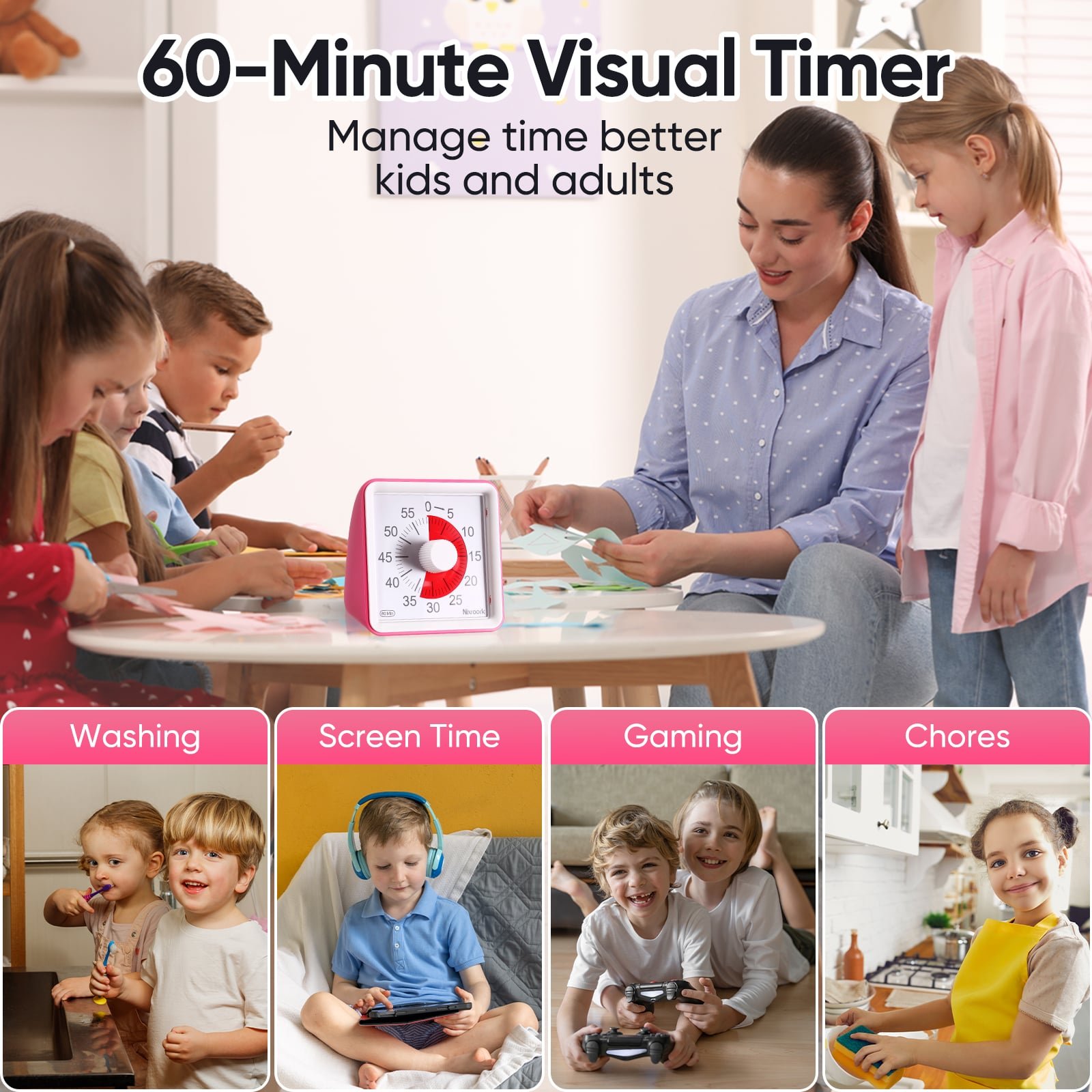 60 Minute Visual Timer, ADHD Timer for Kids, Countdown Timer - Image 3
