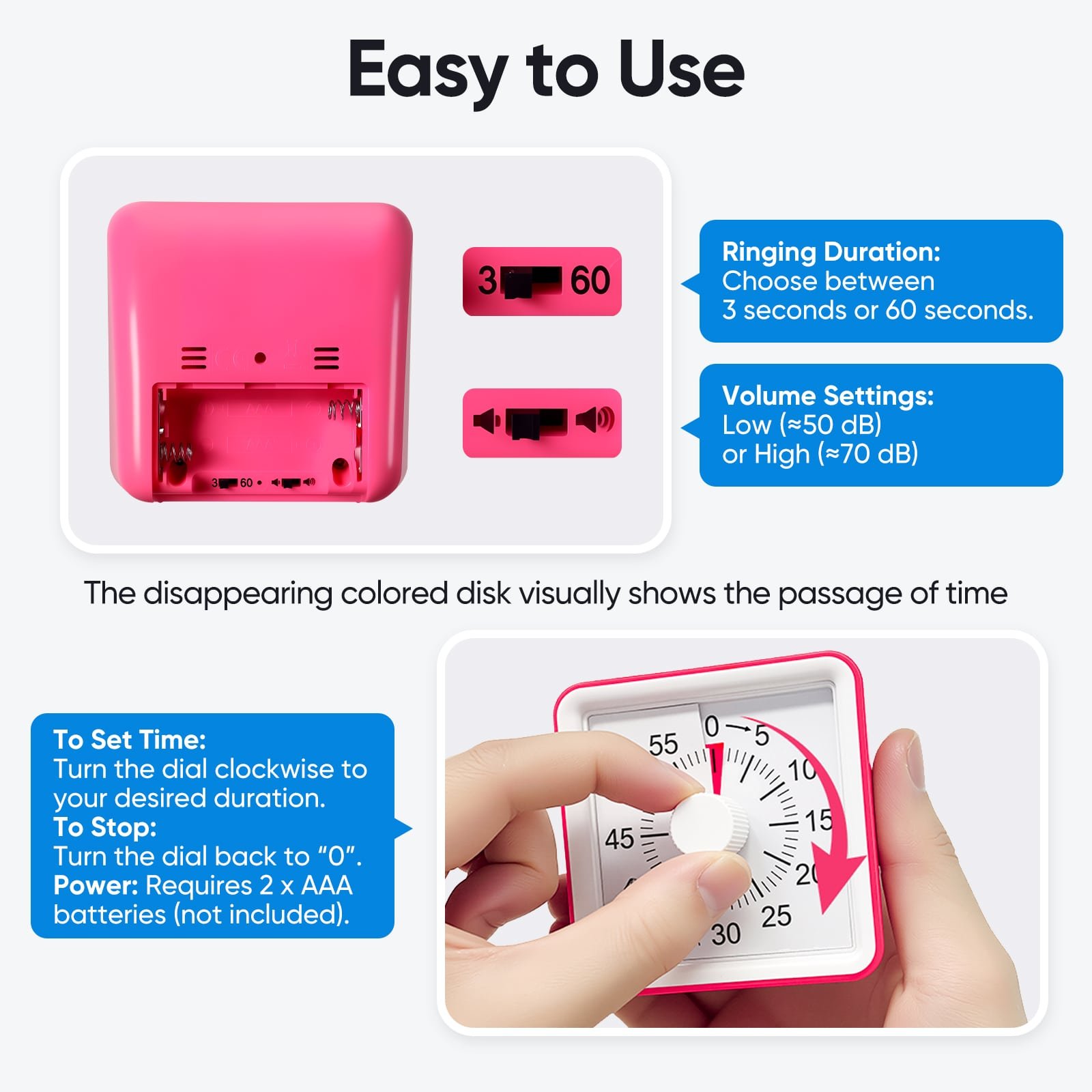 60 Minute Visual Timer, ADHD Timer for Kids, Countdown Timer - Image 4